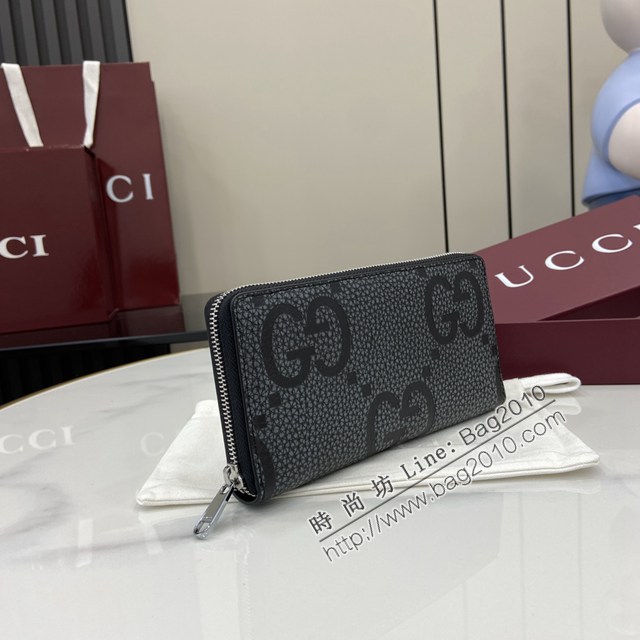 Gucci專櫃古馳最新款經典字母交織圖案拉鏈長夾錢包 jh2645型號：739484